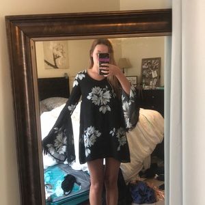 Black floral long sleeve dress